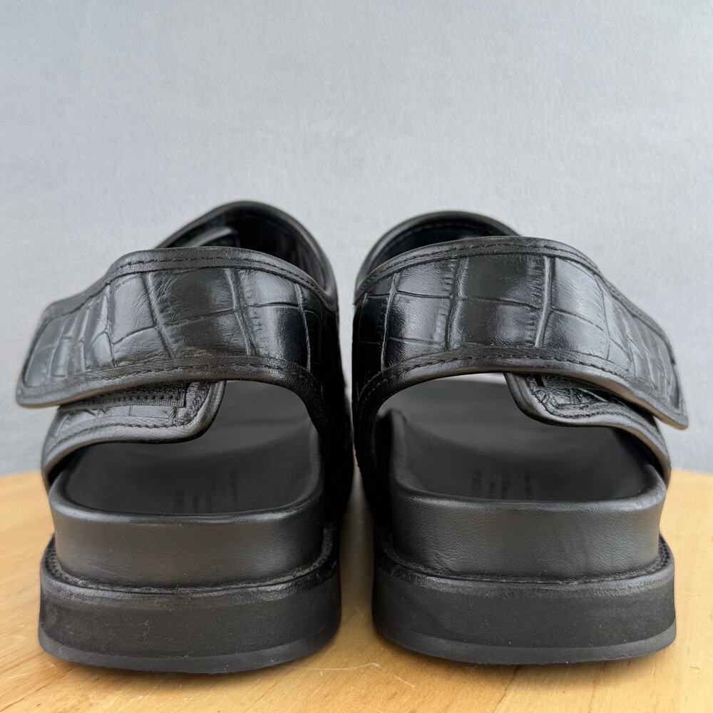 Arket Chunky Black Leather Sandals Croc Embossed Women’s Size 37 EU / 6 US - Picture 6 of 7
